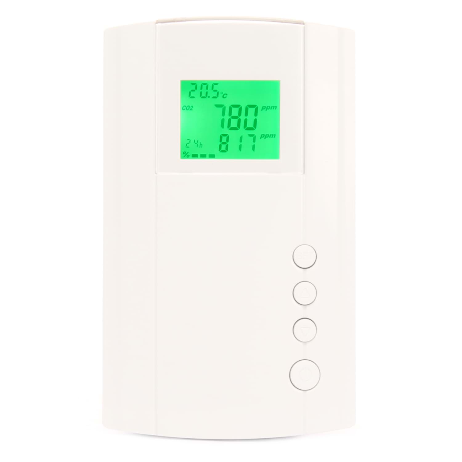 AT-VLX-A1-R1-RS CO2 en temperatuursensor voor wandmontage met analoge 0-10V uitgang, relais en Modbus RS485